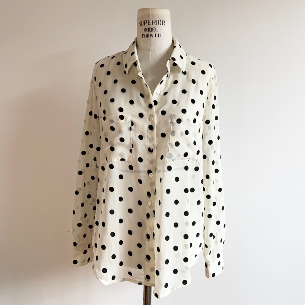 American Apparel White and Black Polka Dot Blouse